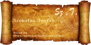 Szokolai Teofil névjegykártya
